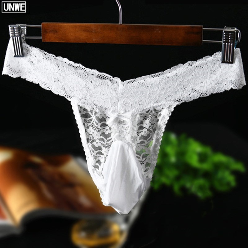 Men Thong for Big Penis Sexy Gay Sissy Tanga Hombre Jockstrap U Pouch Transparent Thin Men Lace Unde
