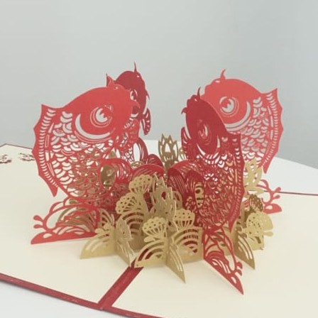 

KARTU UCAPAN IKAN KOI NIAN GIFT CARD KERTAS SURAT 3D IMPORT TERMURAH GREETING CARD EVENT WEDDING