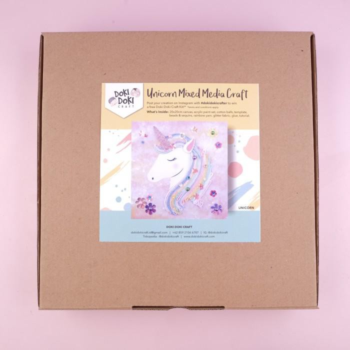 

Unicorn Mixed Media Canvas Craft Kit - Doki Doki Kids Activity Fun Murah Meriah Ready