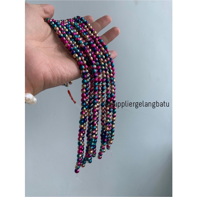 spacer multicolour 6mm steel bulet bahan gelang kalung charm premium