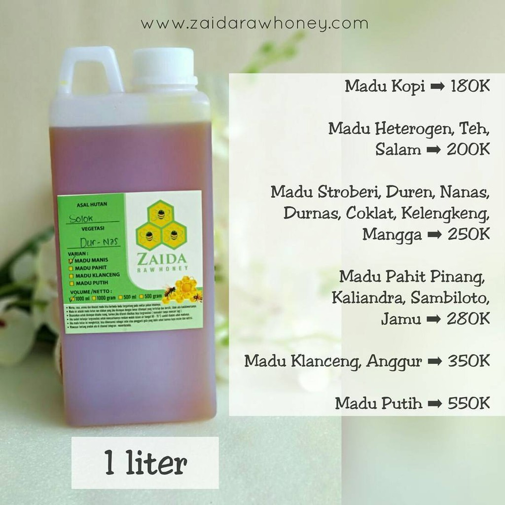 

1 Litter [1.400 GRAM] MADU MURNI/ RAW HONEY/ MADU ASLI / MADU ALAMI