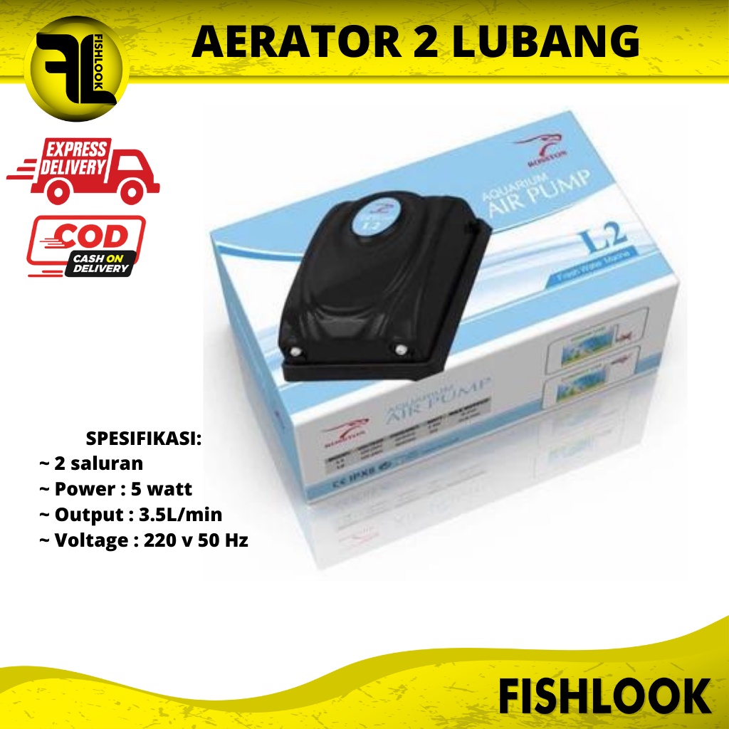 ROSTON L2 MESIN AERATOR 2 LUBANG ROSSTON POMPA ANGIN GELEMBUNG UDARA AQUARIUM