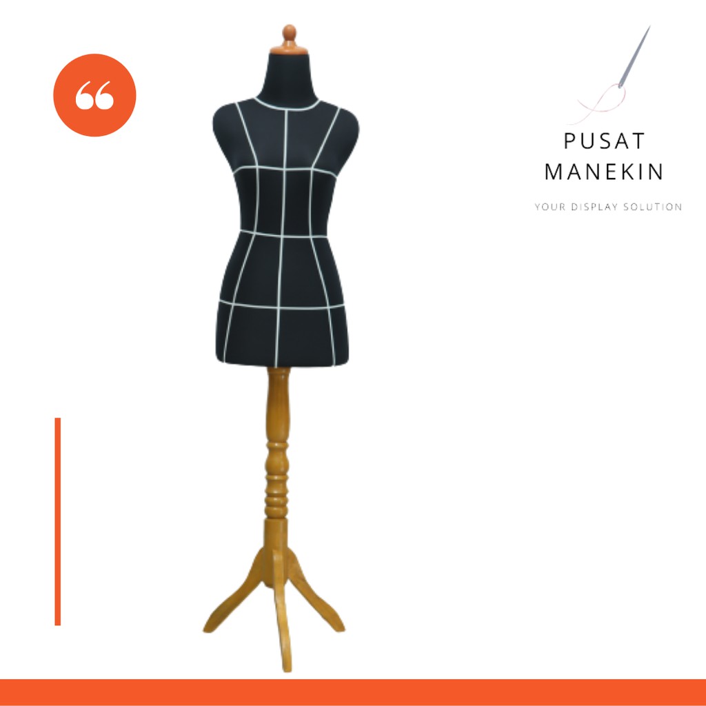 Manekin Wanita Dewasa Pola Hitam Kaki Kayu | Patung Baju Wanita | Mannequin | Patung Pakaian Wanita
