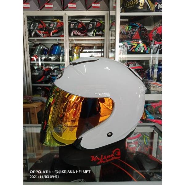 helm half face kyt kyoto r solid white visor venom norisk   paket ganteng