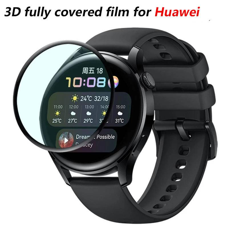 Pelindung Layar Tempered Glass Blu-ray Lengkung 3D 42mm 46mm 43mm Untuk Huawei GT 3 2 Pro