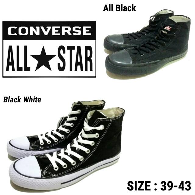 Sepatu sekolah dewasa unisex converse all star murah black white full black