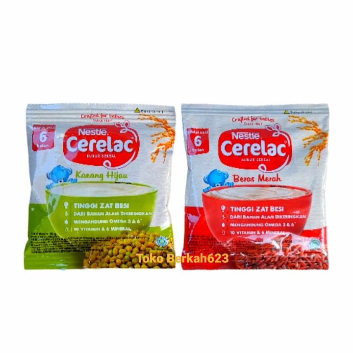 NESTLE CERELAC Sachet 20gr Bubur Bayi Instan Kacang Hijau / Beras Merah