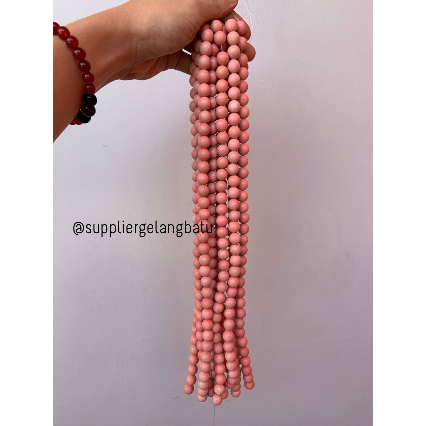 bahan soft pink pirus 12mm natural phyrus gelang kalung merah jambu