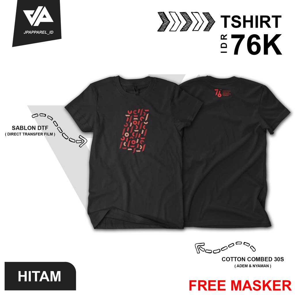 Kaos Tshirt HUT RI ke 76 Republik Indonesia - Logo Grafis HUT RI 76