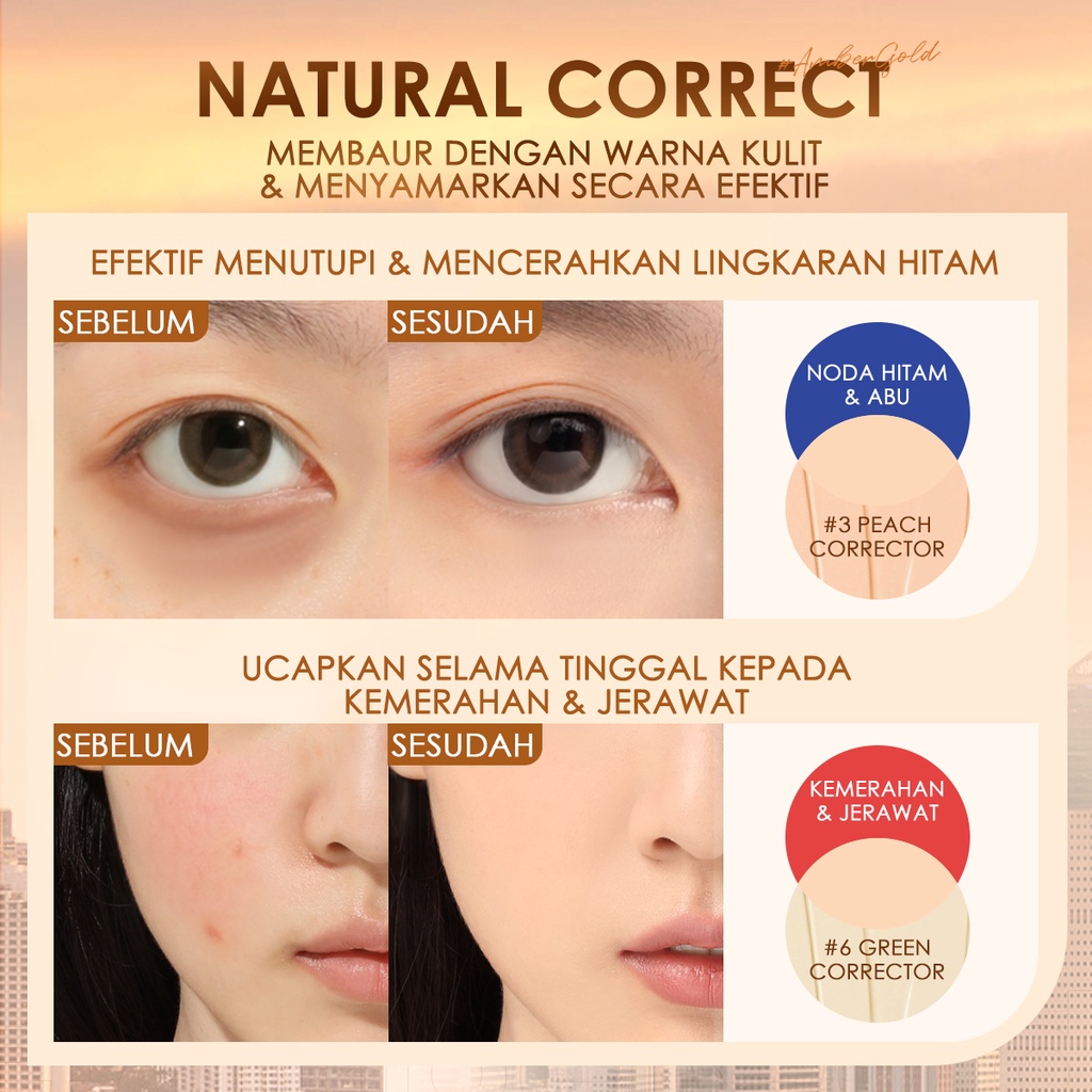 FOCALLURE #AmberGold Full Coverage Concealer Lightweight Untuk Wajah