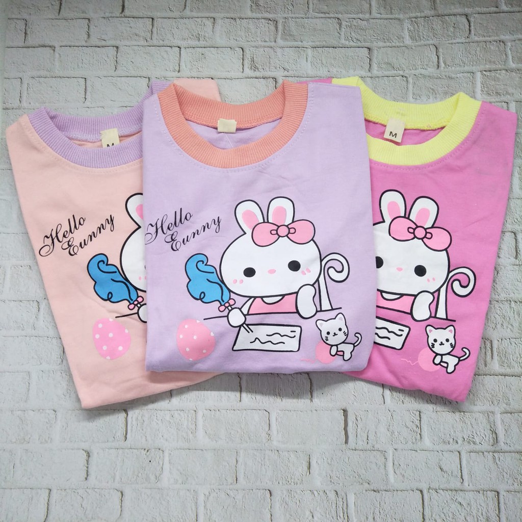 Sweater / Baju anak perempuan lucu murah usia 1-4thn 100% import gambar HELLO BUNNY