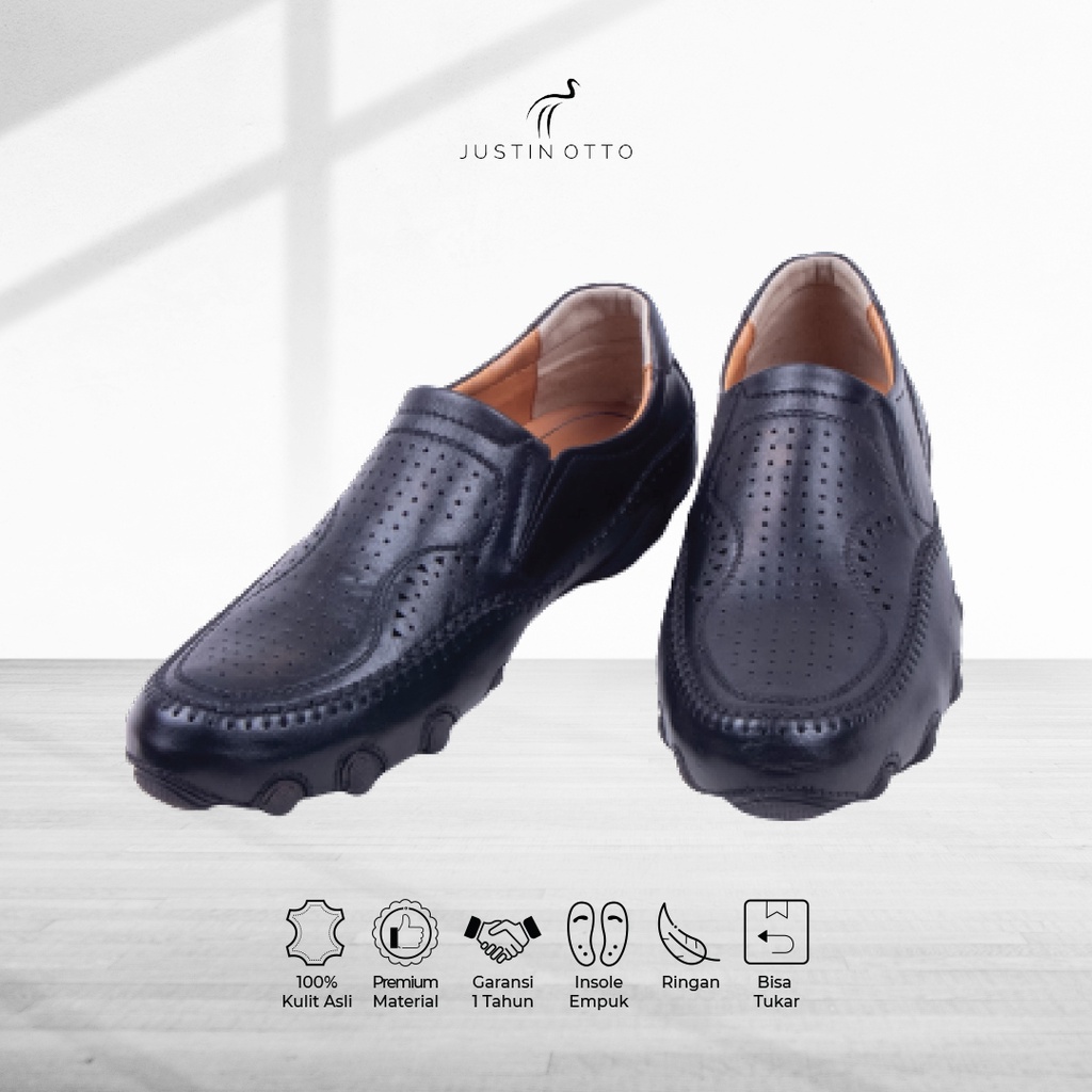 Justin Otto Official Sepatu Loafers Pria Pantofel Cowok Hummer 01 Warna Coklat Terlaris