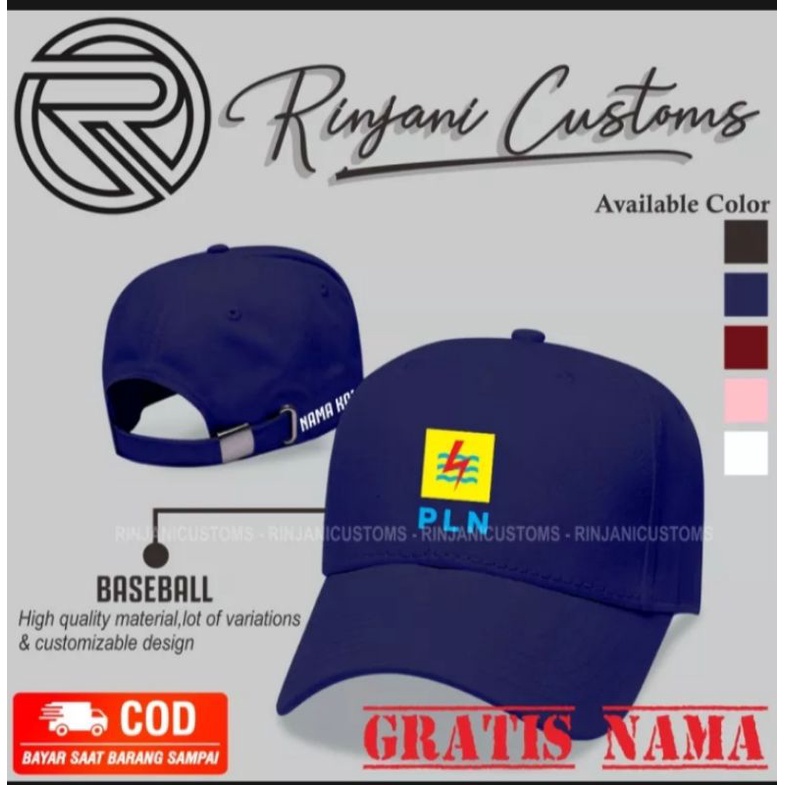 TOPI BASEBALL PLN TOPI PLN TOPI PERUSAHAAN LISTRIK NEGARA GRATIS NAMA