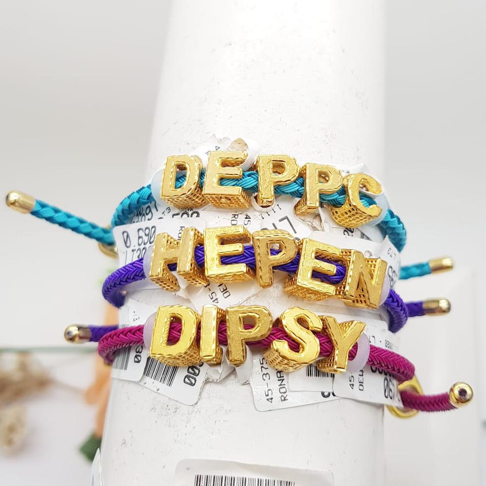 [KODE Q6] Liontin Gelang Inisial Huruf Balok A-Z Emas Asli 8K Emas Muda 375 (TIDAK TERMASUK TALI)