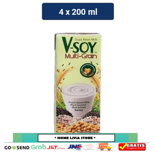 

V-SOY Multi Grain Soy Milk Susu Kedelai UHT 200 ml x 4