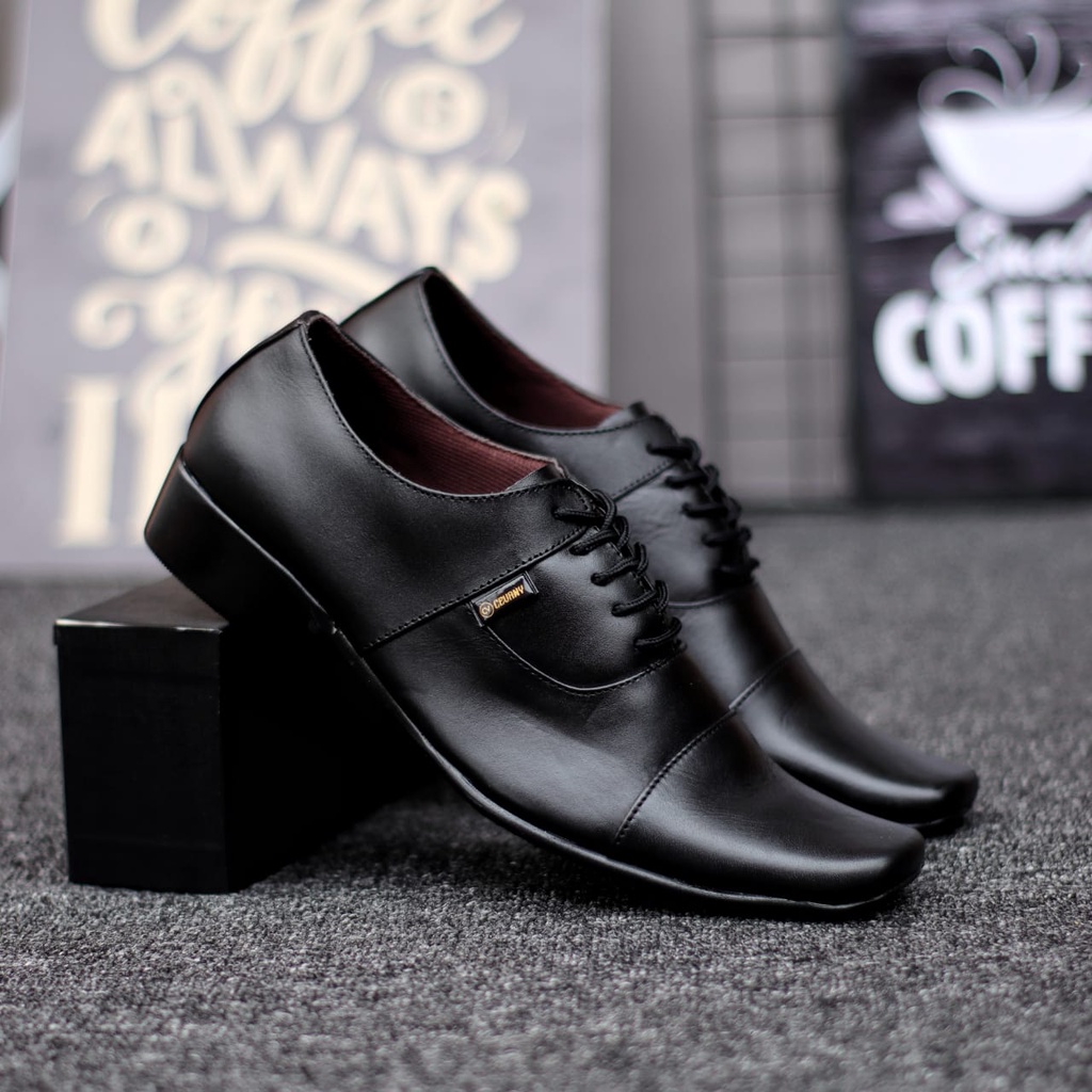 Sepatu Pantofel Kerja Kantor Kulit Asli Formal Hitam Pria Abrhm Phelik