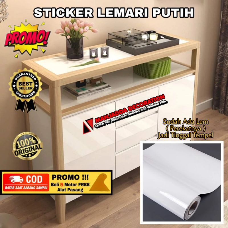 Stiker putih untuk lemari furniture kitchenset tahan air anti minyak