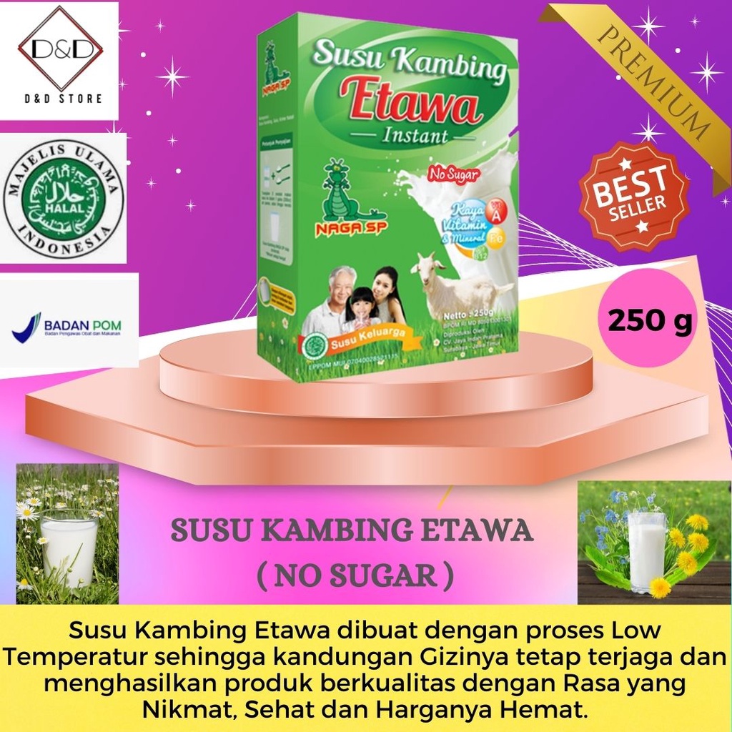 

Susu Kambing Etawa Etawaku Serbuk Bubuk Instant Instan Platinum Serbuk Murni Asli 100% Skygoat Naga SP 250g Original No Sugar untuk Tulang dan Persendian Sendi Susu Murni Rendah Gula dan Krimer baik untuk Diabetes Termurah Murah