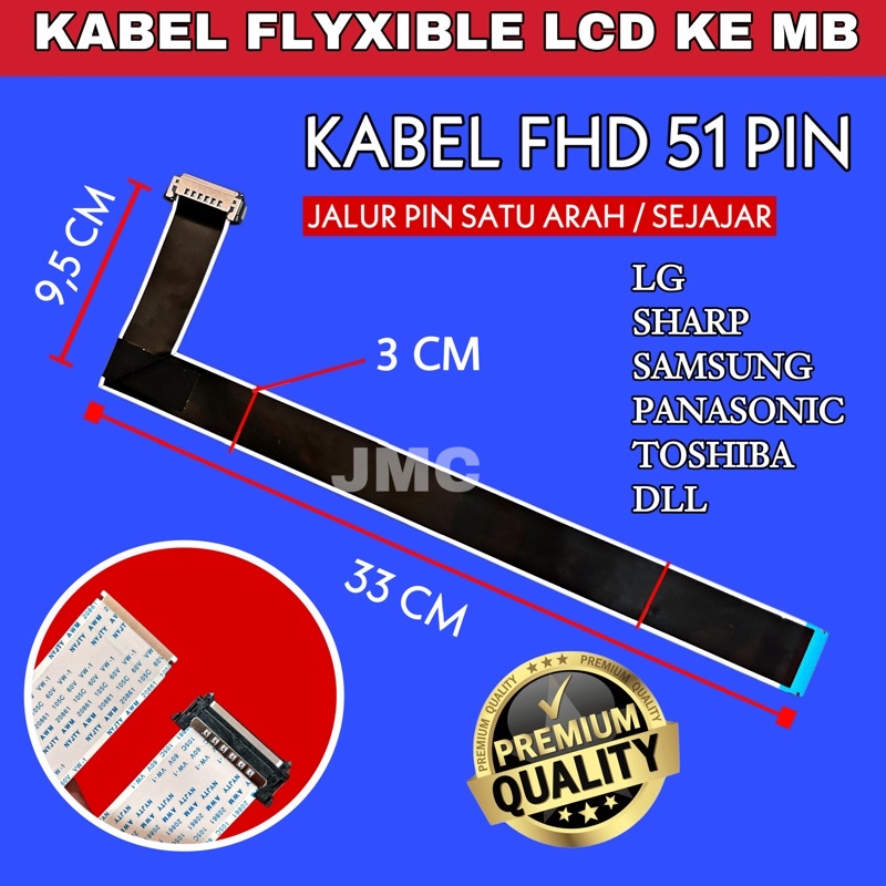 1Pcs Kabel Lvds 51pin satu arah Cable Lvds Tcon To mainboard 51 pin jalur pin searah