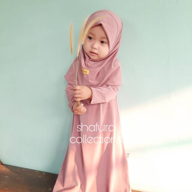 Gamis bayi "shafura" gamis polos, baju muslim anak perempuan gamis murah "jersey premium" capuccino