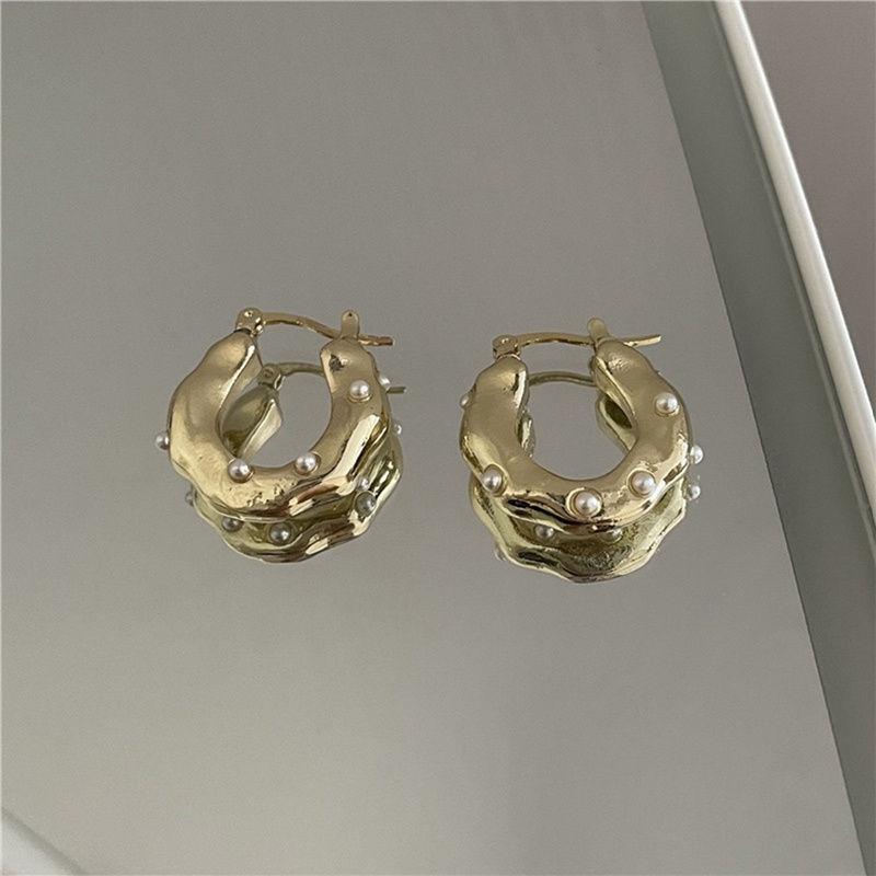 Anting Tusuk Gantung Desain Geometri Enamel Hias Mutiara Ungu Gaya Retro Untuk Wanita