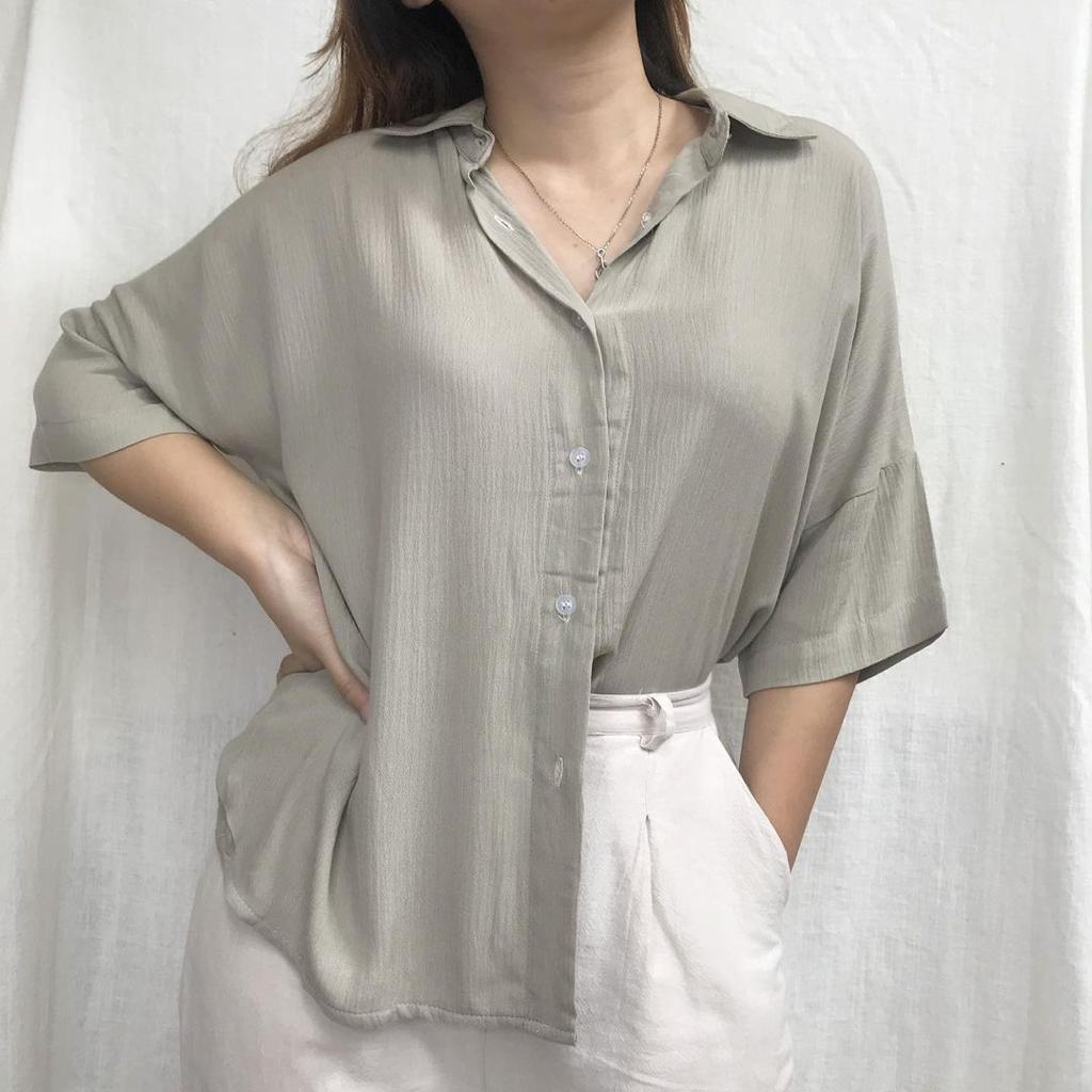 ALEA Blouse Crinkle - Kemeja Blouse - Kemeja Polos - Atasan Wanita Polos