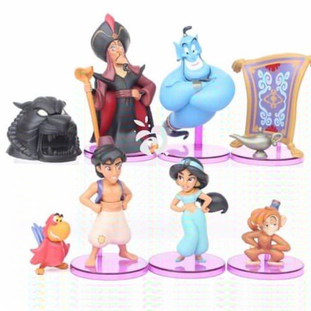 figure set 8 aladdin jasmine pajangan kue cake topper