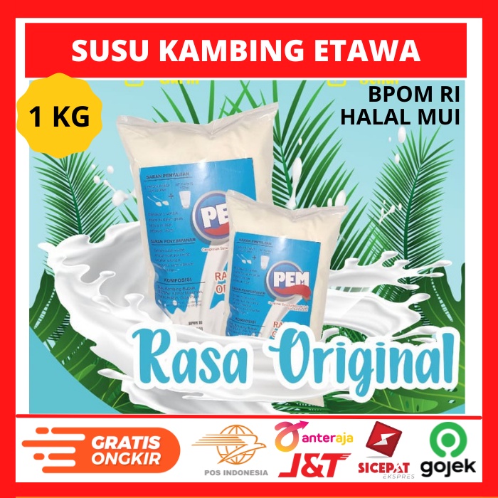

Susu Kambing Etawa Bubuk Rasa Original Kemasan 1kg Susu Bubuk PEM Goat Milk