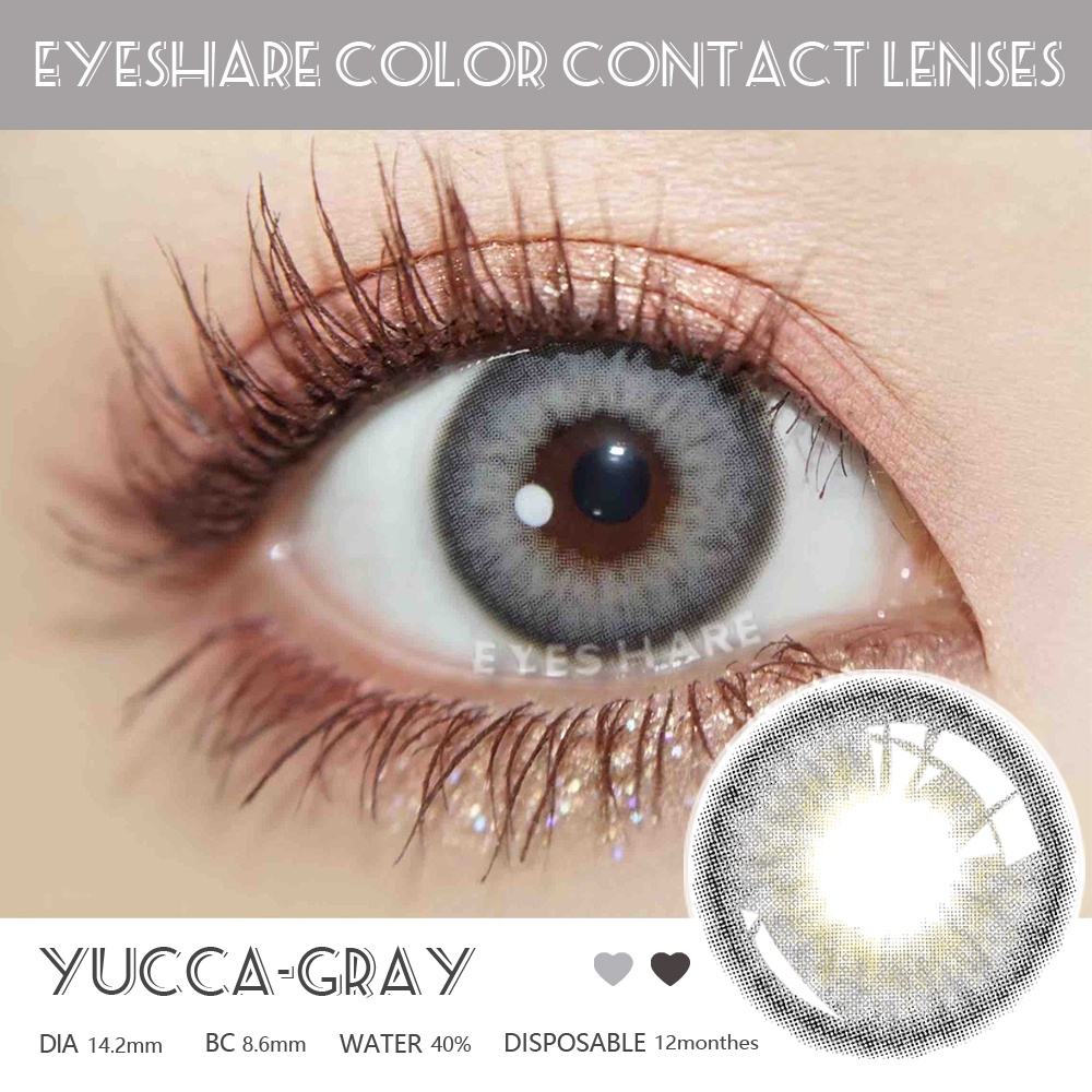 SOFTLENS EYESHARE NEW NORMAL / KPOP BIG EYES 14.2MM 2PCS BIG EYE YUCCA GRAY BROWN