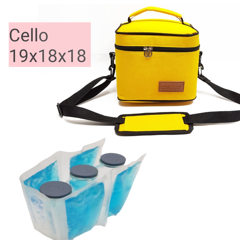 NCL31  &quot;NEW CELLO COOLER BAG +3 BOTOL ASI + LINE  BLUE GEL / TAS PERLENGKAPAN ASI ASIP / TAS BAYI / TAS PENDINGIN&quot;