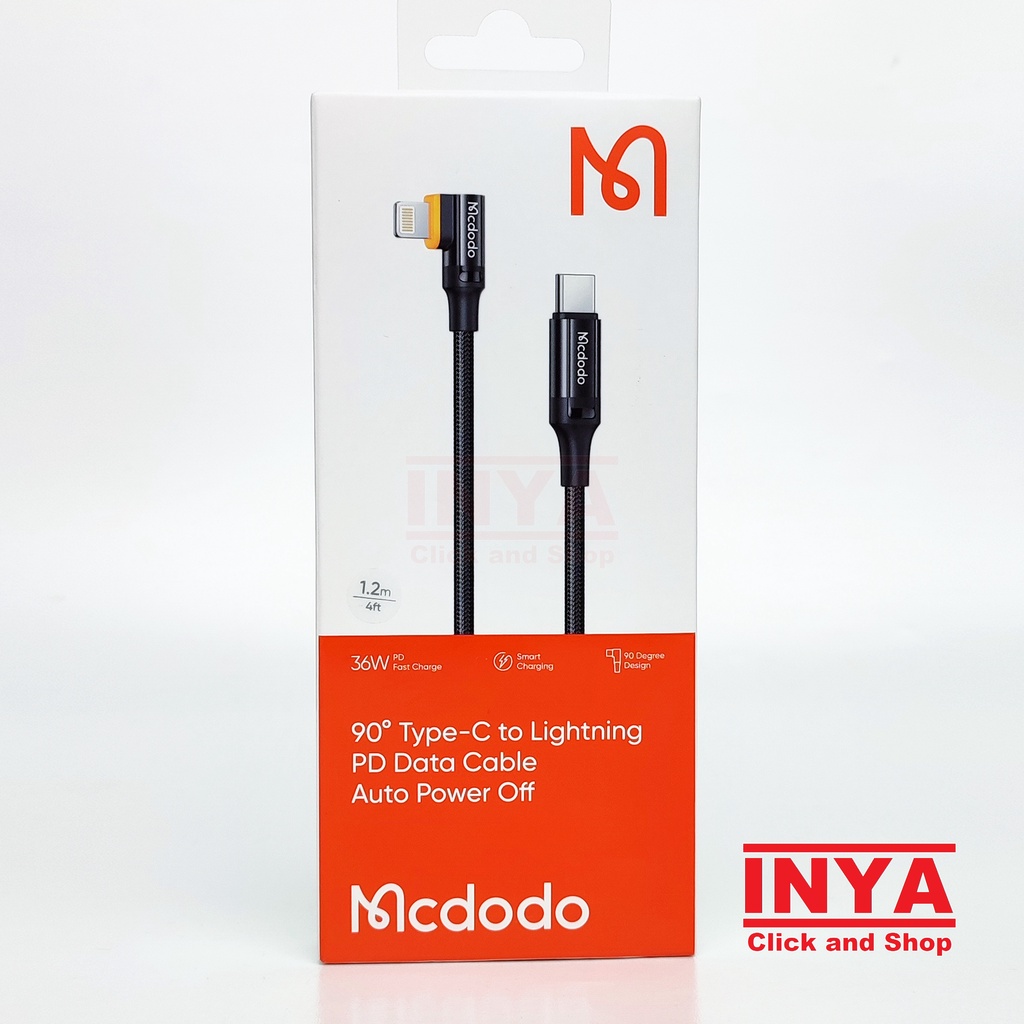 MCDODO CA-126 AUTO POWER OFF 90° Type-C to Lightning 1.2m - Gaming Design Data Cable - Kabel Data iPhone