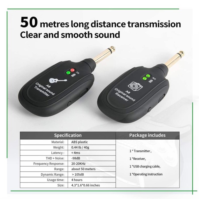 Jack Transmitter Wireless Sound Transmitter Receiver UHF Tanpa Kabel