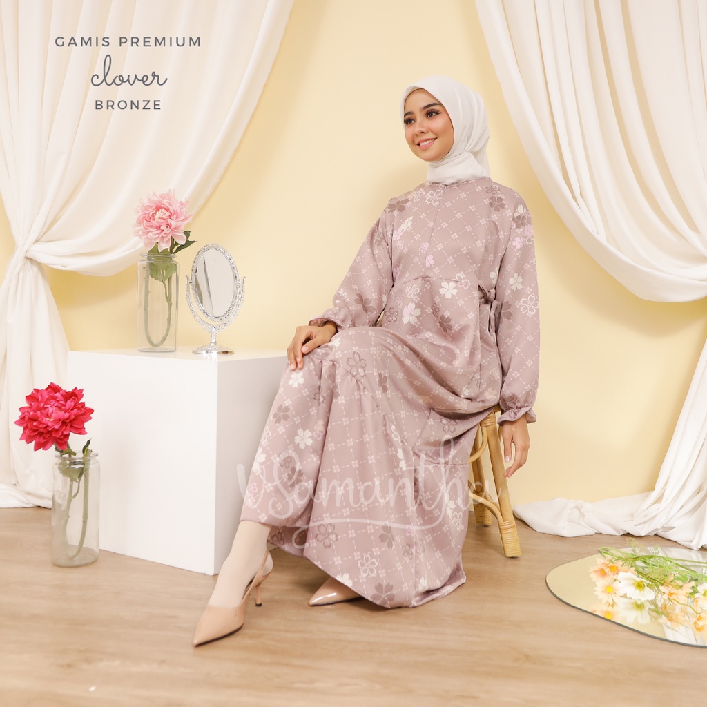 Gamis Homedress Silk Premium Motif Clover