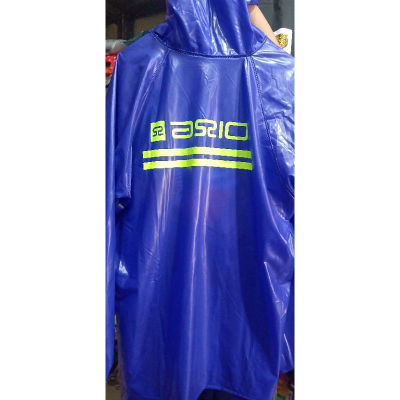 jas hujan stelan dewasa MERK AXIO karet warna biru original axio