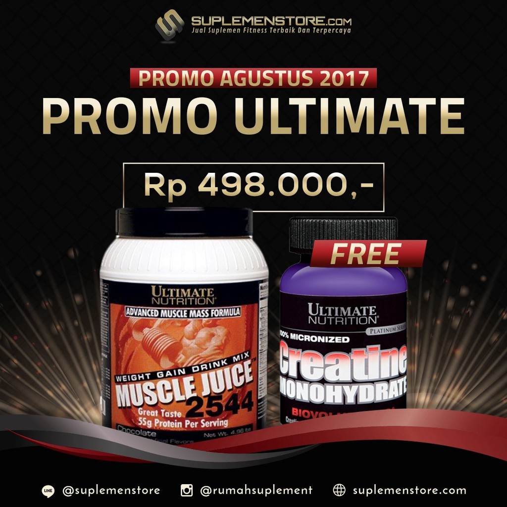 FREE Creatine Monohydrate 120Gram setiap pembelian Muscle Juice 2544 isi 4.96Lb UN