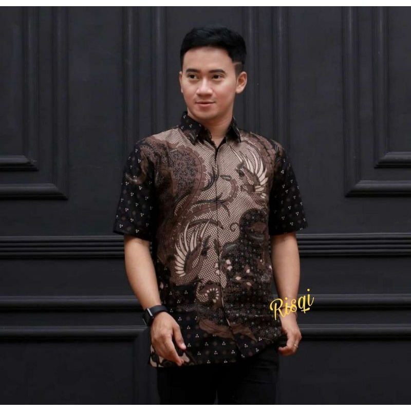 [TERBARU] Batik Pria Lengan Pendek premium BATIK BERKAH HRB026 motif KERATONAN Kode 002 size M L XL-Meraktarung hm