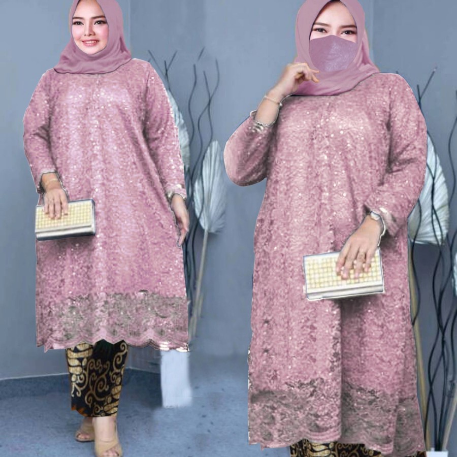 PROMO SETELAN Kebaya Brukat/KEBAYA tunik Modern/kebaya tunik / Set Kebaya Bianca / Kebaya Rinjani / Kebaya Brokat / Kebaya Pesta / Fashion Wanita / Big Size / Kebaya Size Jumbo M L XL XXL 3XL 4XL 5XL