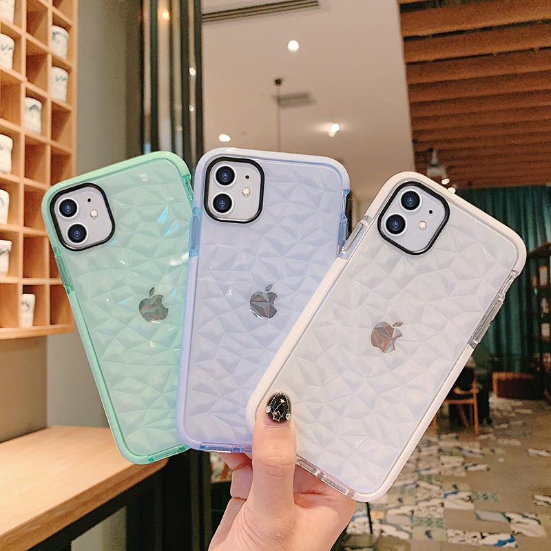 Case iPhone 11 Pro Max i6 Soft case iPhone 6S 6Plus i8 iPhone 7Plus case iX XR XS Max Smartphone Motif Berlian Simple Warna Permen IPhone Cover