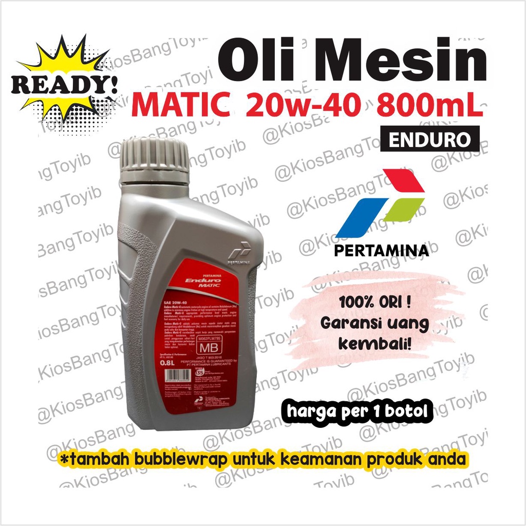 Oli Mesin Motor Matic Pertamina ENDURO MATIC &quot;G&quot; 20w 40 (800mL)