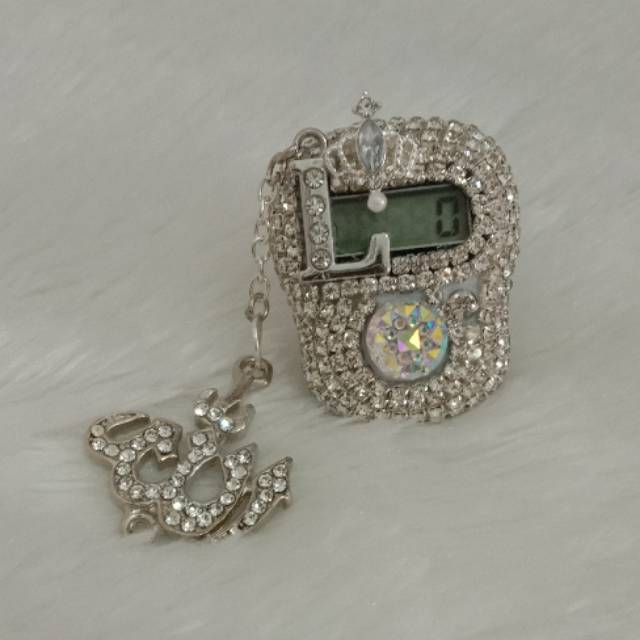 Tasbih digital diamond putih non lampu led juntai tulisan Allah