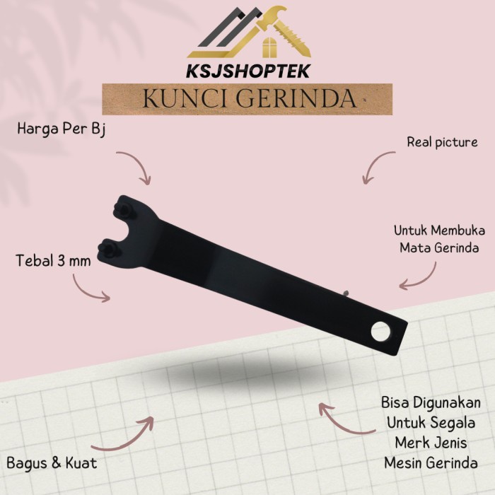 Kunci Gerinda Mesin Tebal 3 MM / Kunci Mesin Disc grinder Alat Pembuka