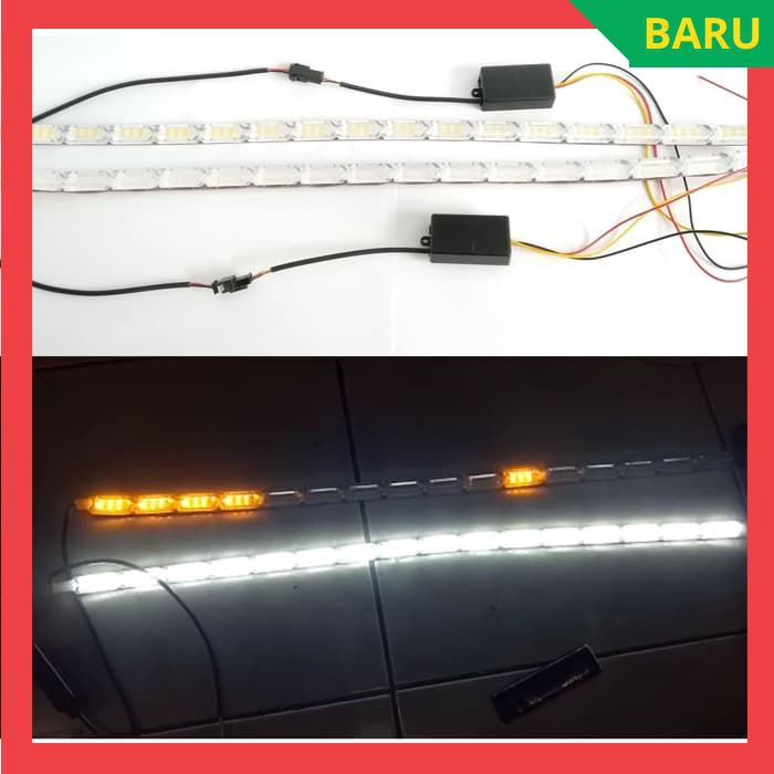 Lampu Mobil 12 Volt Lampu DRL LED Mobil LED DRL Crystal Meteor Running Putih Sein Kuning Silicon B
