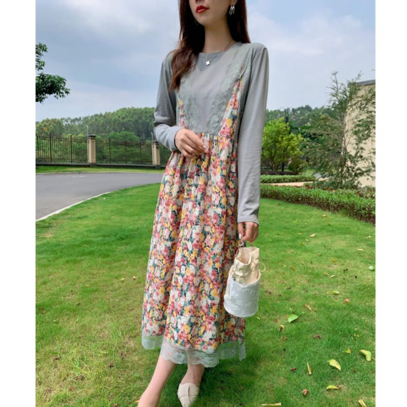 MDLV ~ 18550# Ramossa Midi Dress Premium Korea Dress Fashion Import