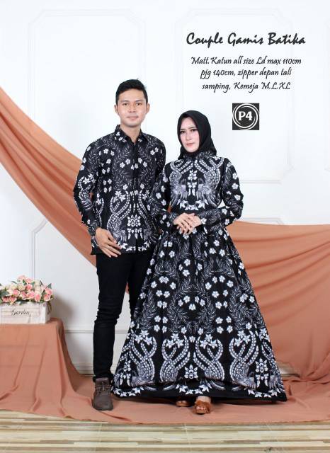 Couple Gamis Batika Busana Sarimbit Pasangan Pria Wanita Modern