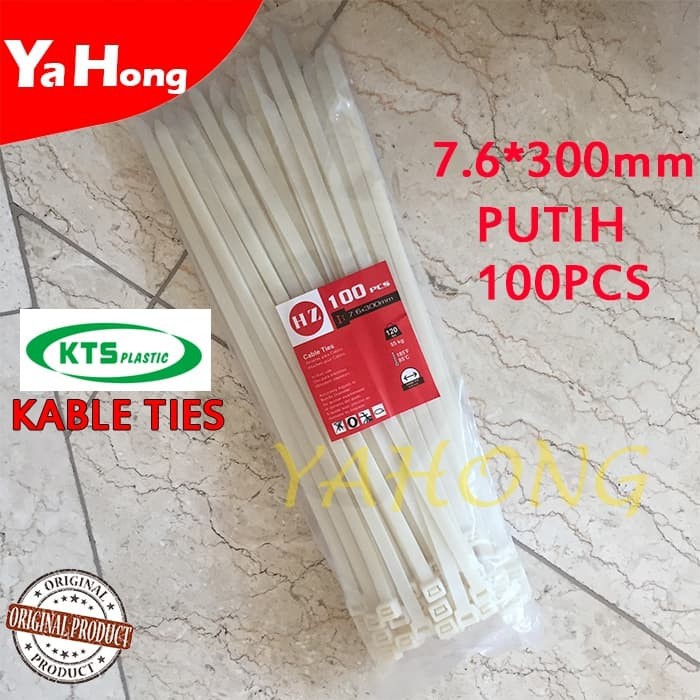 Nylon Cable Tie Kabel Tis Nilon Kabel Ties Pengikat 7.6x300mm 30cm PUTIH