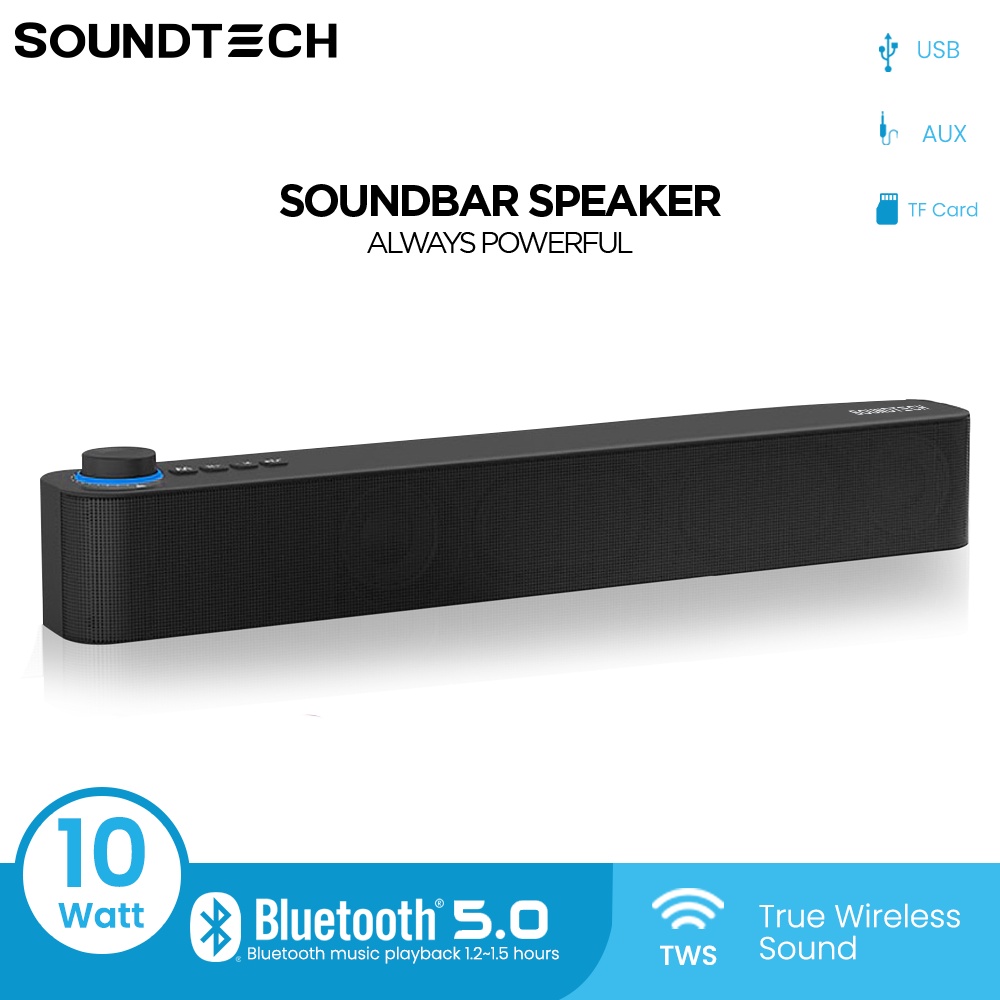 soundtech soundbar 5 0 bluetooth speaker aux mini audio