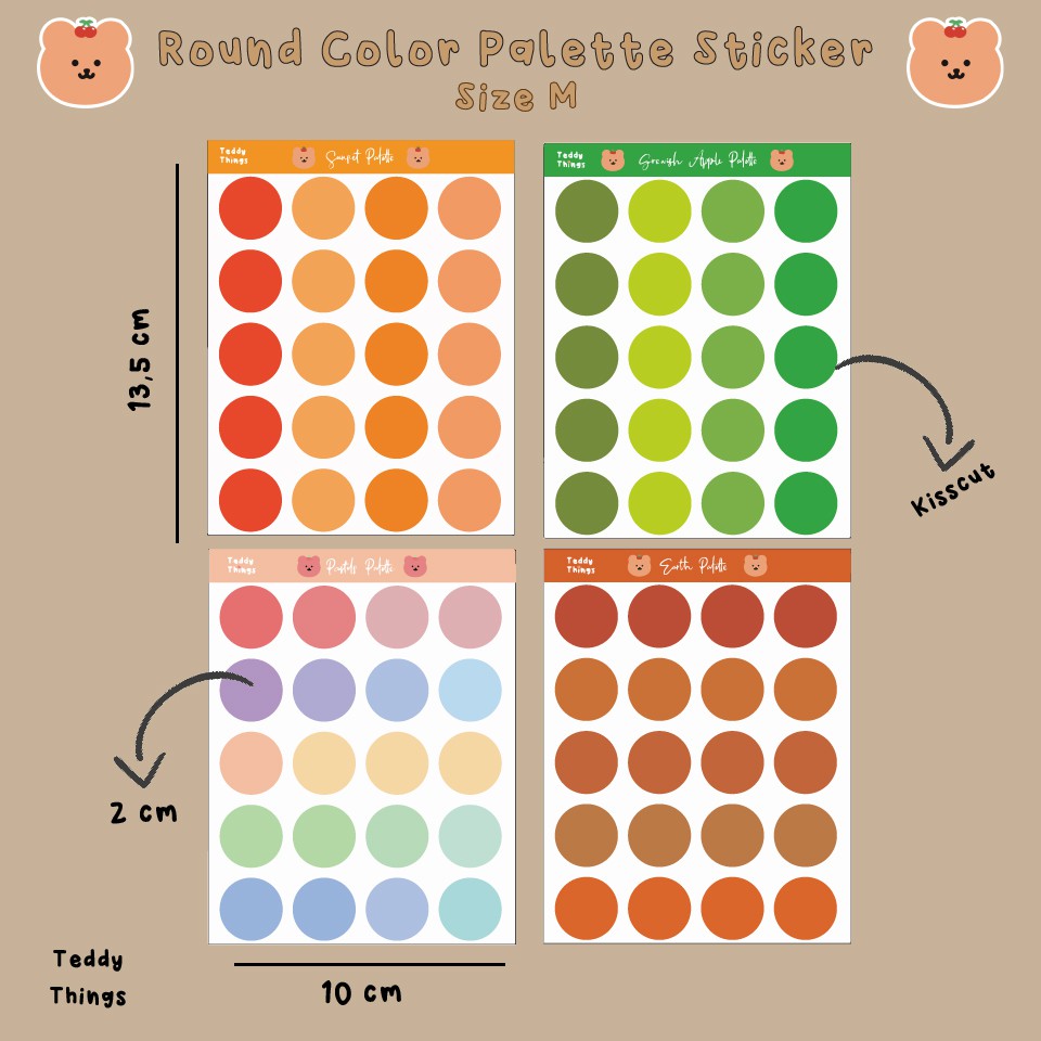 

TeddyThings | Round Color Palette Sticker, M