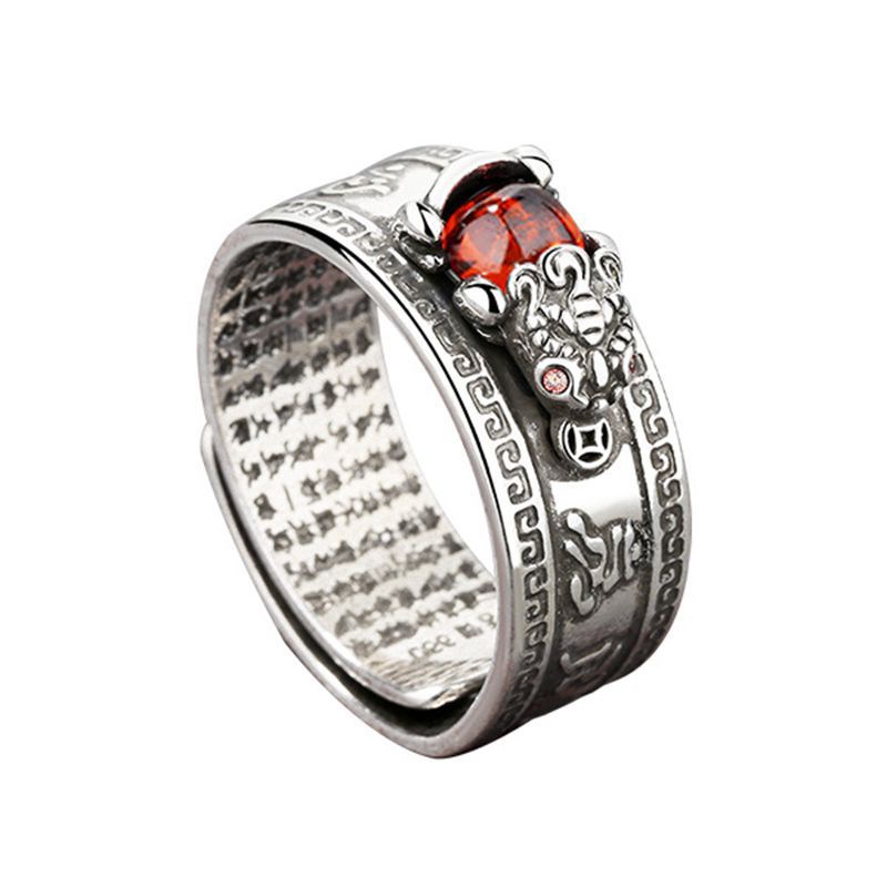 Cincin Model Terbuka Desain Awan Hati ruby meridian garnet Pixiu Gaya Retro hipster Untuk Pria