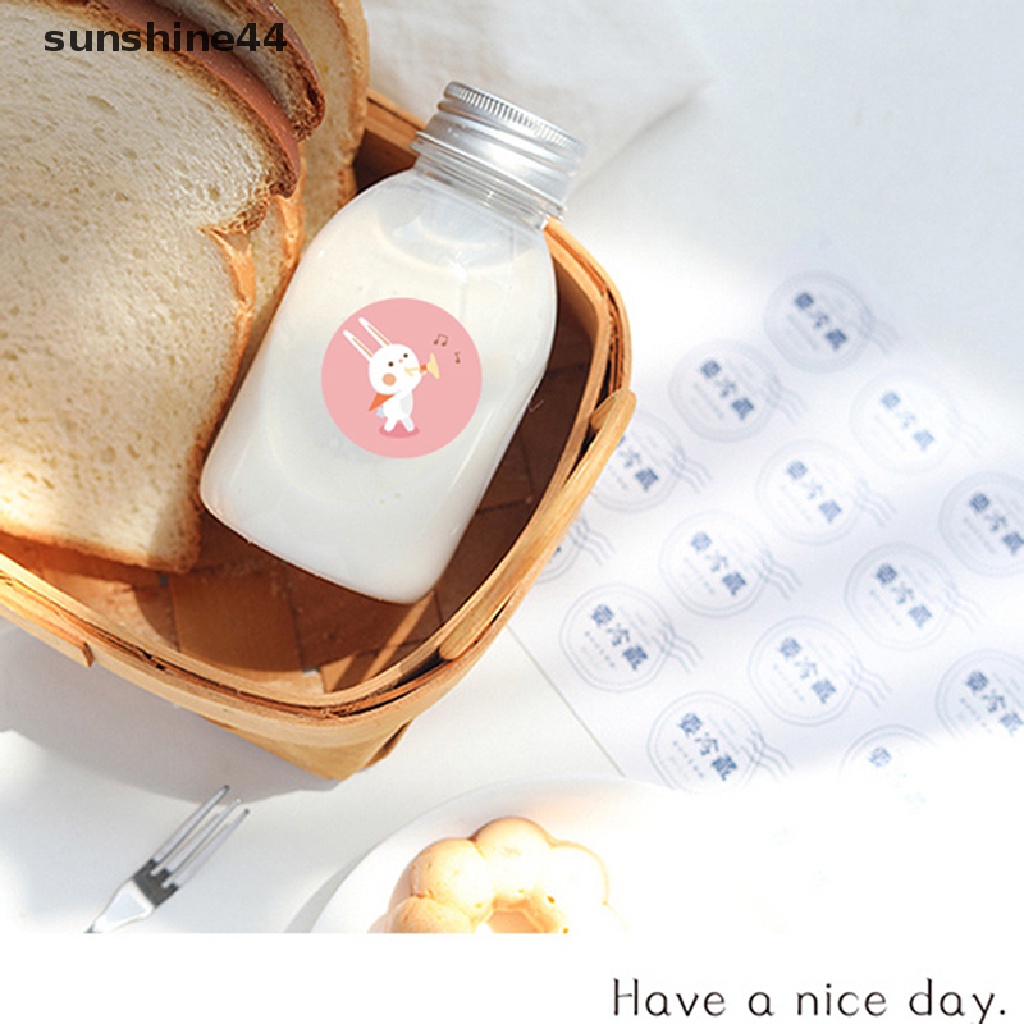 Sunshine 500pcs / roll Stiker Label Motif Kelinci + Tulisan Thank you Untuk Hadiah Anak