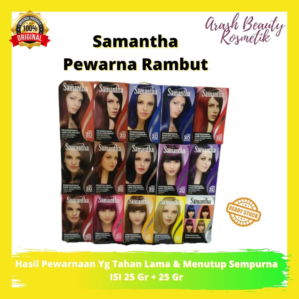 Samantha Hair Coloring Pewarna Rambut / Cat Rambut Menutup Uban dan Warna Tahan Lama Isi 25gr + 25gr
